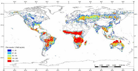 World fire density (2000-2009)